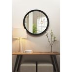 Trend Kitchen Lunava Ahşap Çerçeveli Dekoratif Yuvarlak Hol Koridor Salon Banyo Duvar Ve Makyaj Aynası (50cm )