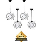 Trend Kitchen Siyah Tasarım Beyaz Mika Camlı Salon Mutfak Banyo Yatak Odası Çocuk Odası Avize 4 Adet