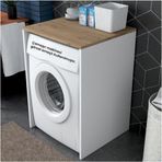 Trend Konsept Rani Kd103 Çamaşır - Kurutma Makinesi Dolabı Kapaksız Beyaz - Sepet Ceviz