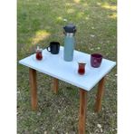 Trend Loca Portatif Kamp Masası Balkon Bahçe Masası Piknik Masası Sehpası 60X45CM - 60 x 45 cm - Beyaz