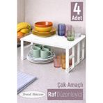 Trend Maison 4 Adet Çok Amaçlı Metal Dolap İçi Raf Düzenleyici Mutfak & Banyo Organizer Rafı 4 ADET
