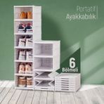 Trend Maison 6 Raflı Katlanabilir Plastik Ayakkabılık Düzenleyici Portatif Beyaz Tasarım