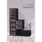 Trend Maison Katlanabilir Portatif 6 Katlı Ayakkabılık Plastik Ayakkabı Düzenleyici Organizer Siyah