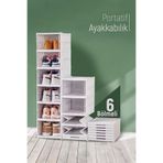 Trend Maison Katlanabilir Portatif 6 Katlı Plastik Ayakkabılık Ayakkabı Düzenleyici Organizer Beyaz