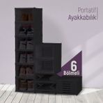 Trend Maison Katlanabilir Portatif 6 Katlı Plastik Ayakkabılık Düzenleyici - Siyah