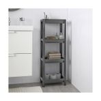 Trend Maison Vesken 4 Katlı Banyo Raf Ünitesi Gri Düzenleyici Şampuan Havluluk Deterjan Dolabı