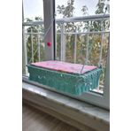TREND Makrome Vantuzlu Hamak Cam Kedi Yatağı, Pamuklu Mat Ve Örgü Toplu (mint Yeşili)