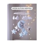 TREND METFİQ DECORATİON Bebek Uyku Arkadaşı Dönence MÜZİKLİ Sakinleştirici Bulut Yıldız Figürlü Beşik Aksesuarı Bohem Şıklık
