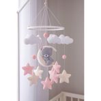 TREND METFİQ DECORATİON Doğum Premium El Yapımı Keçe Bebek Dönencesi Ayıcık Montessori Beşik Süsü Doğal Ahşap Doğan Hediyesi