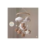 TREND METFİQ DECORATİON Doğum Premium El Yapımı Keçe Bebek Dönencesi Ayıcık Montessori Beşik Süsü Doğal Ahşap Doğan Hediyesi