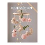 TREND METFİQ DECORATİON Premium El Yapımı Ayıcık Bebek Dönencesi - Keçe Figürlü Montessori Beşik Süsü - Doğal Ahşap Kasnaklı Bohem Bebek Hediyesi