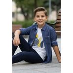 Trend Mix Kids 6-10 Erkek Çocuk T-Shirt Kolları Katlanabilir Gömlek Kombin Mevsimlik Şık Günlük 2li Takım