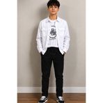 Trend Mix Kids Erkek Çocuk 3’lü Kombin Takım Beyaz Gömlek Baskılı Tişört Jogger Pantolon 11-15 Yaş