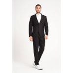 Trend Moda Dünyası Erkek Takım Elbise Slim Fit Ipli Model - Siyah - 48 - 6 Drop