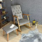 Trend Naturel Puflu Sallanan Sandalye, Kül Gri