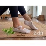 Trend Nexus 2 Çift Kaydırmaz Taban Pilates Yoga Dans Tavaf Bale Biyeli Babet Çorap - 35 - 40 - Beyaz