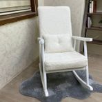 Trend Sallanan Sandalye, Teddy Krem, Ahşap, Lake Ayak