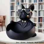Trend Store Bulldog Köpek Dekoratif Heykel Biblo Sunumluk & Anahtarlık Kutusu | Şık Masa Üstü Ev Ofis Dekoru | Hediyelik Obje - Siyah