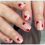 Trend Vitrin Kadın Kare Küt Kısa Jel Görünümlü Kalp Desenli Nail Art Pembe Takma Tırnak Güçlü Yapışkanlı YILBAŞI KONSEPT HEDİYE