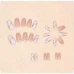 Trend Vitrin Kadın Pembe Altın Varak Küt Jel 3D Nail Art Baskılı Design Takma Tırnak