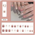 Trend Vitrin Kadın Pembe Lale Küt Jel 3D Nail Art Baskılı Design Takma Tırnak