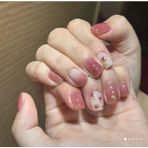 Trend Vitrin Kadın Soft Cherry Lale Küt Jel 3D Nail Art Baskılı Design Takma Tırnak