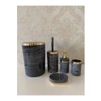 TrendBanyoMutfak 5 Parça Mermer Desen Banyo Seti / Wc Fırçalık, Sıvı - Katı Sabunluk, Çöp Kovası, Diş Fırçalık