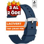 Trendburada 18MM-20MM-22MM-24MM Lacivert Renk Soft Silikon Saat Kordonu Kayışı A72 LACIVERT - 22 mm