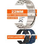 Trendburada 22mm Fossil-Welder-Wesse-Casio-Armani-Omega-Seiko-Tissot Saat Uyumlu Çelik Metal Saat Kordonu Kayışı MR1 - Gümüş