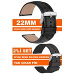 Trendburada 22mm Fossil-welder-wesse-casio-armani-omega-seiko-tissot Saat Uyumlu Deri Silikon Saat Kordonu
