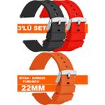 Trendburada 22mm Fossil-Welder-Wesse-Casio-Armani-Omega-Seiko-Tissot Saat Uyumlu Silikon Saat Kordonu Kayışı MR1 - Siyah - Kırmızı - Turuncu