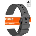 Trendburada Fossil-Welder-Wesse-Casio-Armani-Omega-Seiko-Tissot Saat Uyumlu 22mm Silikon Saat Kordonu Kayışı MR1 - Koyu Gri - Siyah