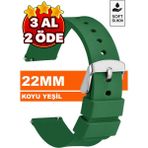 Trendburada Huawei Watch Gt Gt2 Gt3 Gt4 Gt5 Pro 46mm Xiaomi Redmi Watch 5 Active-Lite Saat Uyumlu 22mm Silikon Saat Kordonu Kayışı TB1 - Yeşil - Gümüş
