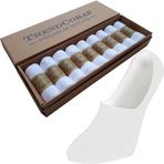 TrendCorap Premium Kadın 9'lu Dikişsiz Burunlu Kaydırmaz Silikon Topuklu Bambu Babet Çorap (Beyaz, 35-40)