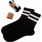 Trendcorap Unisex 2 Çift Çizgi Desenli Tenis Kolej Çorap - Siyah - Beyaz - 35 - 42