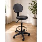 Trendcore Ergonomik Yükseklik Ayarlı Tekerlekli Ofis Koltuğu Ayak Destek Halkalı Çalışma Taburesi Siyah - Siyah Plus