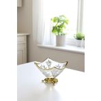 TrendDeco Gold Yaldızlı Metal Ayaklı Cam Kare Şekerlik
