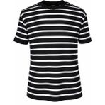 Trender 4038 Siyah - Beyaz Erkek T-Shirt O Yaka Çizgili - Açık Siyah - Beyaz - XL