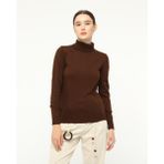 Trender 504 Tam Balıkçı Kadın Kazak Kahve - XL