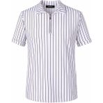 Trender Çizgili Erkek Polo Yaka T-Shirt Zartem - Beyaz - XL