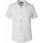Trender Krep Çizgili Erkek Gömlek Zartem - Beyaz - XL