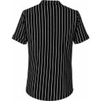 Trender Krep Çizgili Siyah Erkek Gömlek Zartem - 5-Siyah - XL