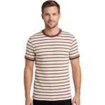Trender O Yaka Çizgili Erkek T-Shirt 4038 Gül-Ekru Çizgili - XL