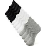 Trenderrs Kadın Pamuklu Görünmez Sneakers Çorap 12 Adet - 36 - 40 - Siyah - Beyaz - Gri