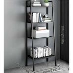 TRENDESK 4 Katlı Merdiven Kitaplık Metal Çerçeve Açık Raf Düzenleyici Siyah Dikey Depolama Rafı 60*150 CM