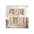 TRENDESK Metal Beyaz Çift Askılı Elbise Askılığı Konfeksiyon Askılık Tekerlekli 150*182 CM 7000-NRM
