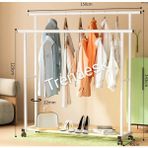 Trendesk Metal Siyah /Beyaz Elbise Askısı 2 Katlı Tekerlekli Askı Konfeksiyon Askısı ( Eşek Askı) 143 Cm