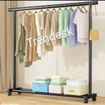 TRENDESK Metal Siyah Düz Konfeksiyon Askısı Elbise Askılığı Tekerlekli 1039-Cn