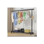 TRENDESK Metal Siyah Konfeksiyon Askısı Ayaklı Askılık Elbise Askılığı Tekerlekli 150*140cm 3403
