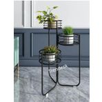Trendesk Modern 3 Katli Metal Siyah Ciceklik Saksi Standi Saksilik